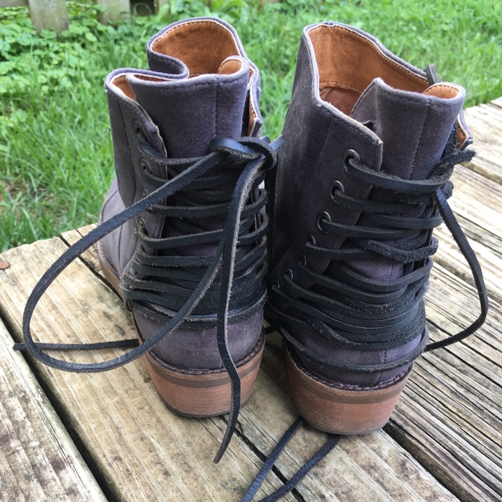 Gray Lace up back ankle boots